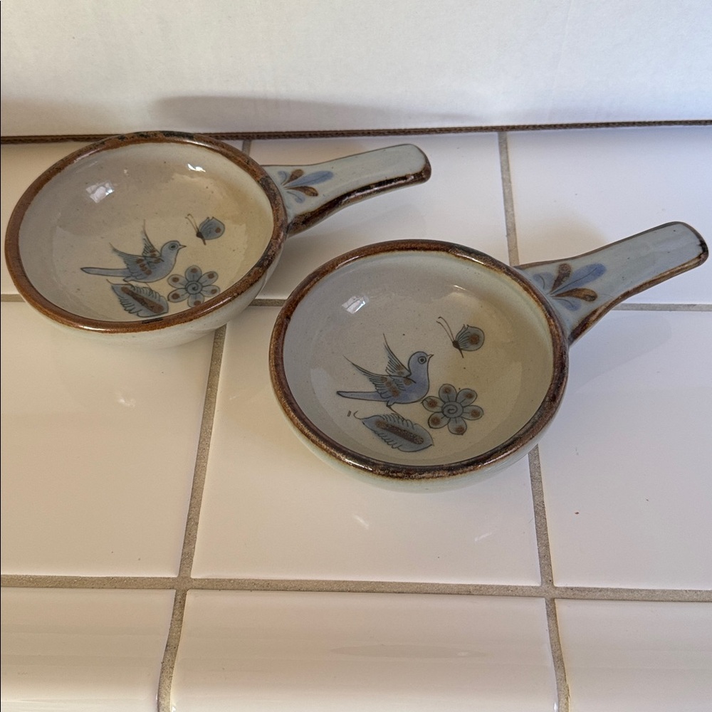 Ken Edwards Mexican TONALA POTTERY El Palomar 2 piece handled soup 🐈‍⬛